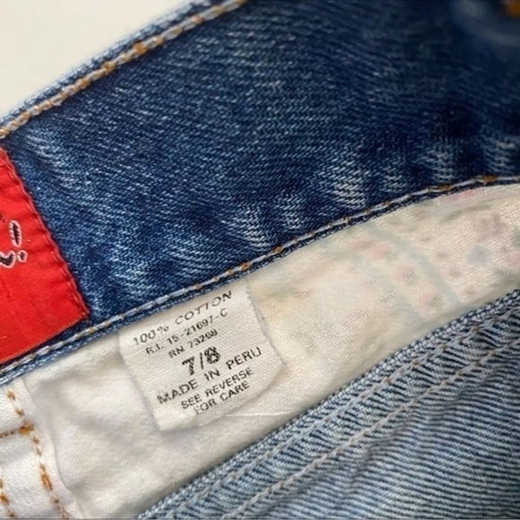 Vintage 90’s Fringe Cut Off Floral Dark Wash High Rise Shorts 7/8 Western - Picture 4 of 9